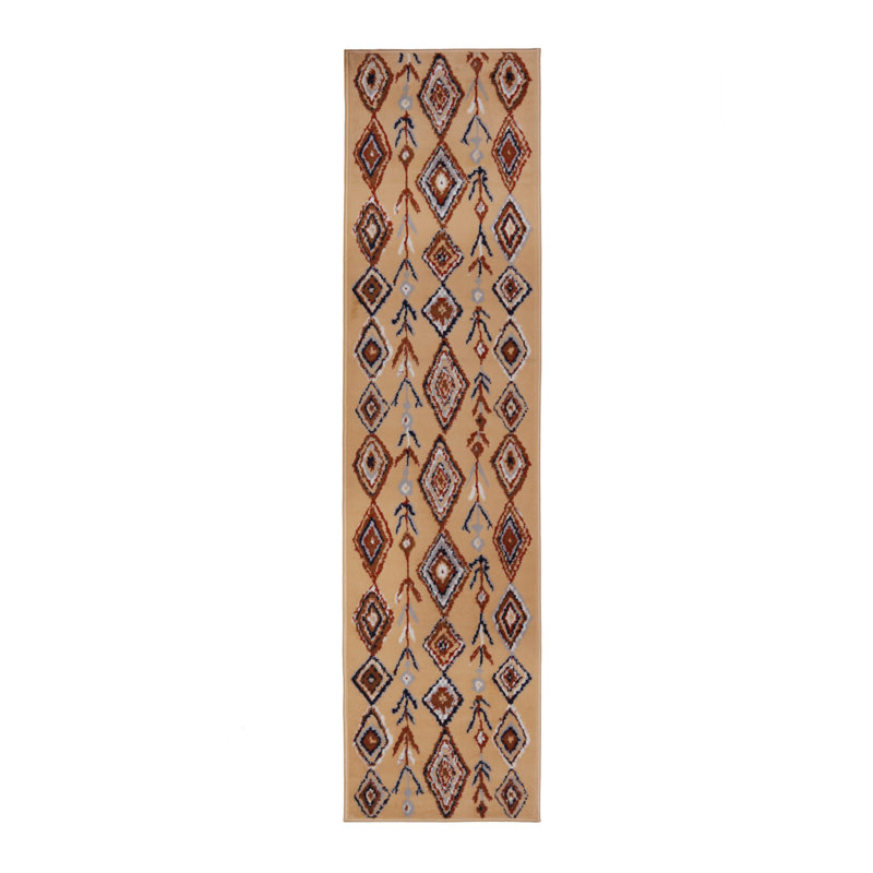 Tapis beige / rouille Laarous, Tapis de couloir 2 pi x 8 pi