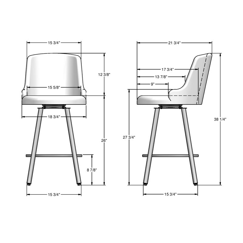 Alferd Swivel Counter and Bar Stool, Shiny Gray, Silver Gray, Counter Stool (26" Seat Height)