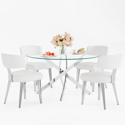  Round Glass Pedestal Dining Set