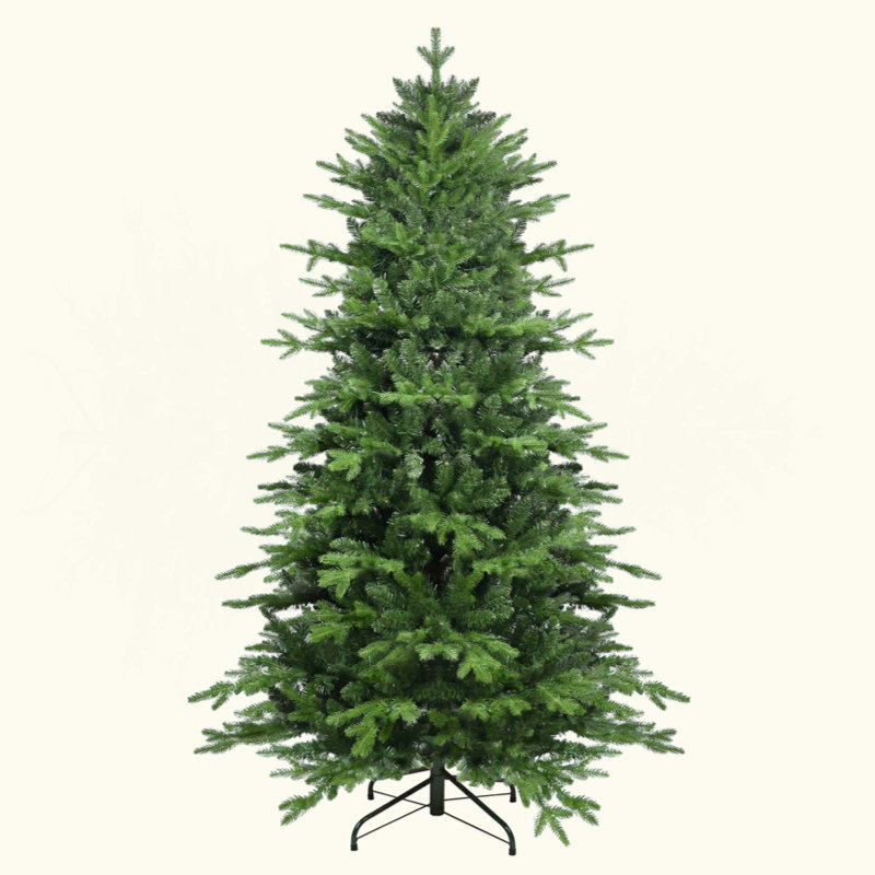 Arbre de Noël en PVC + PE avec 919 pointes - Arbre à charnières plein et luxuriant avec support en métal, assemblage facile, conception d'aiguille mixte réaliste