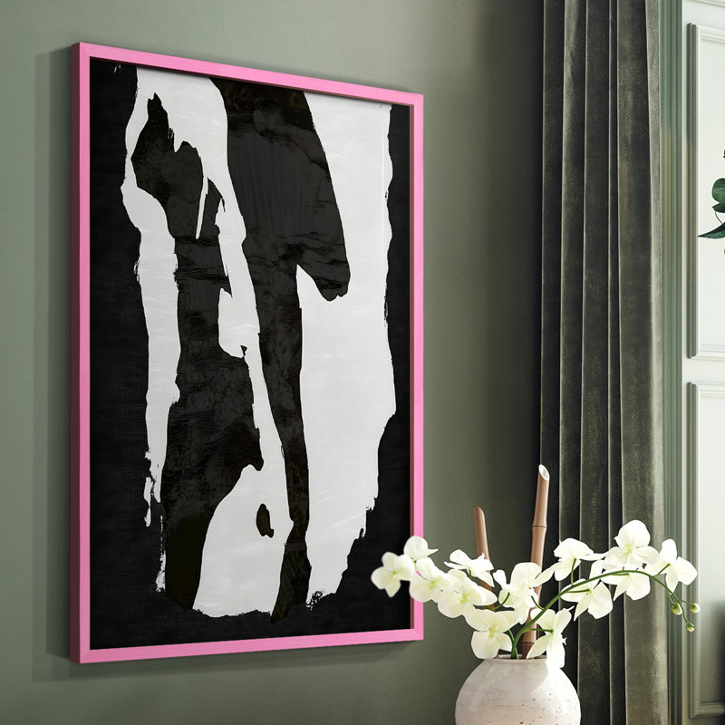 Abstrait, encadré, prêt à accrocher, Rose, H 20 po x l 16 po