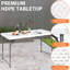 Table pliante robuste en plastique haute densité de 4 pi avec capacité de 350 lb, table de service intérieure et extérieure portable avec poignée de transport