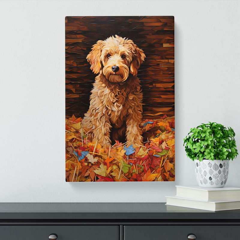 Labradoodle Hard Edge Painting - Print, 76cm H x 50cm W x 3cm D