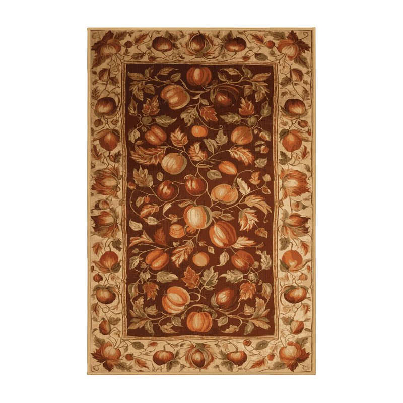 Tapis brun français lavable à la machine, Rectangulaire 3 pi x 5 pi