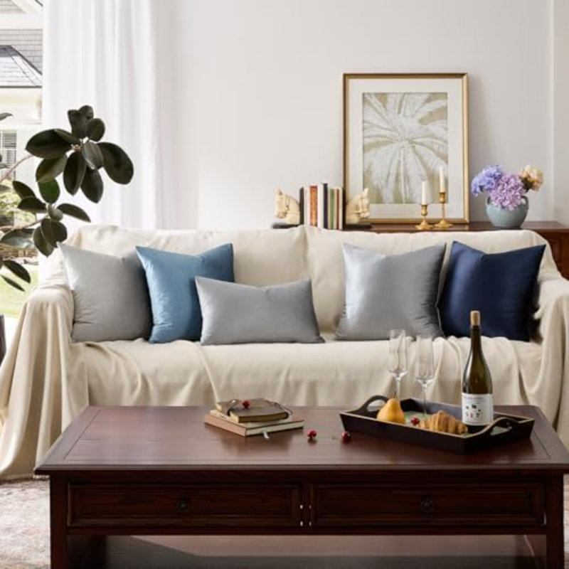 Housses de coussin en velours foncé foncé 16 x 16, Gris