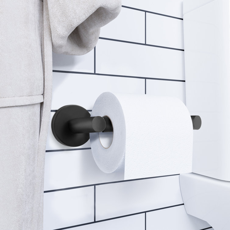 Design House 559351 Graz Park Two-Post Toilet Paper Holder, Classic Wall Mounted Spring Toilet Roll Holder, Matte Black