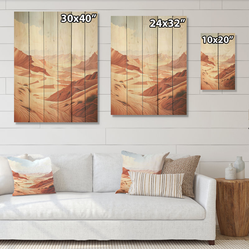 Desert Dreams Canyon Drift I - Art mural en bois minimalisme sur bois de pin naturel, H 40 po x l 30 po