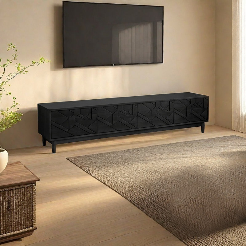 Meuble télé américain, Noir, noir, noir, noir, H 19,69 po x l 94,49 po x P 17,72 po