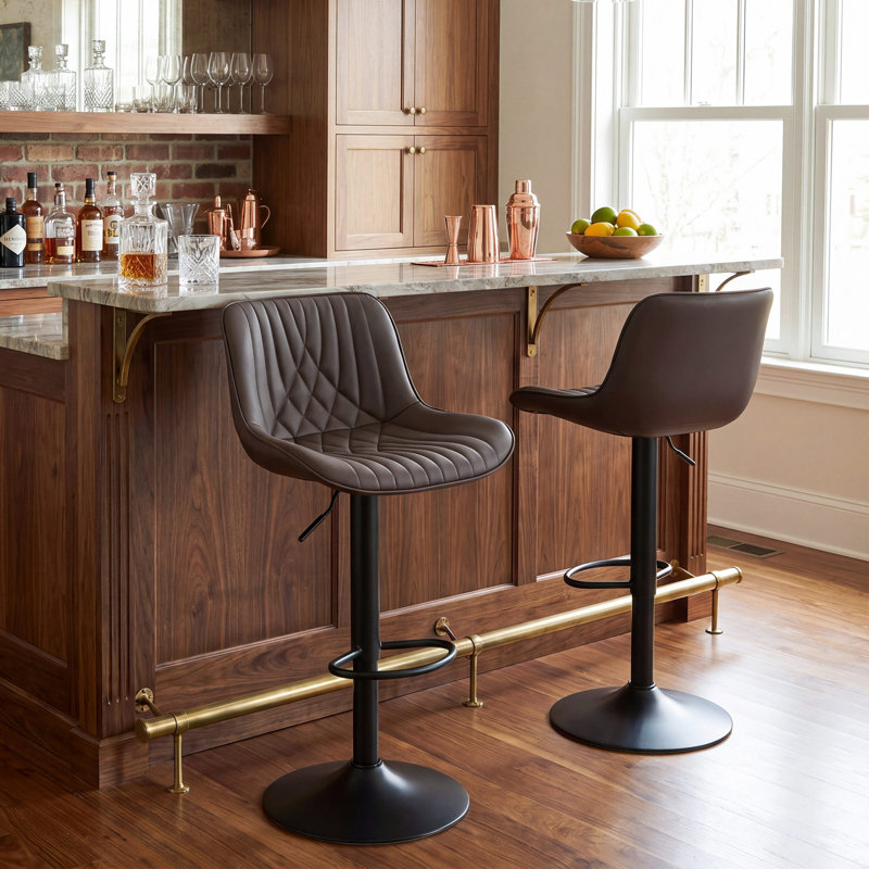 Tabouret de bar pivotant en similicuir Zager, Brun