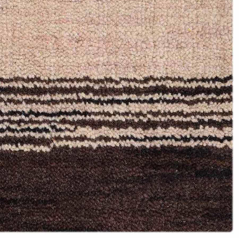 Tullos Hand Knotted Loom Wool Eco-Friendly Area Rugs - Runner, Brown Beige Colour, Contemporary Modern Design, High Pile Thick Handmade Anti Skid Area Rugs for Living Room, Bed Room