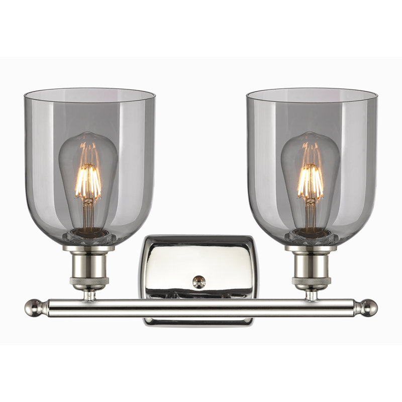 Éclairage pour meuble-lavabo à 2 lumières à intensité variable Allysson, Gris fumée clair, Nickel poli