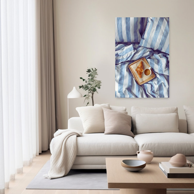 «Cozy Breakfast In Bed», reproduction d'art mural contemporain, H 60 po x l 40 po