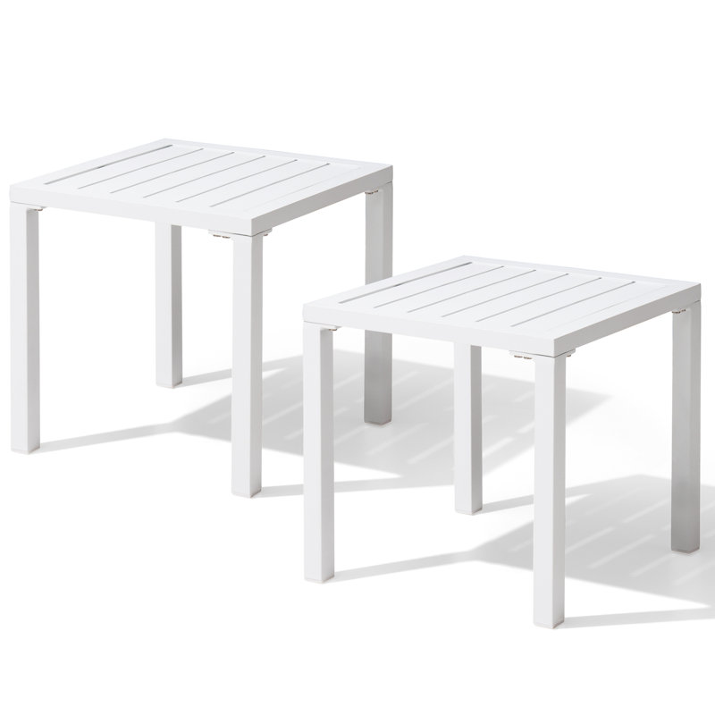 Aluminum Square Side/End Table, White