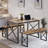 Kitchen Table With 2 Benches For 4, 43.3'' Wood Dining Room Dinette Sets With X Metal Frame For Breakfast Nook And Small Space, Brown