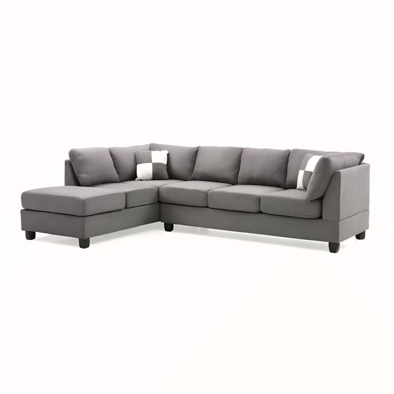 Malone Sectional ( 3 Boxes) , GRAY, Gray Polyester