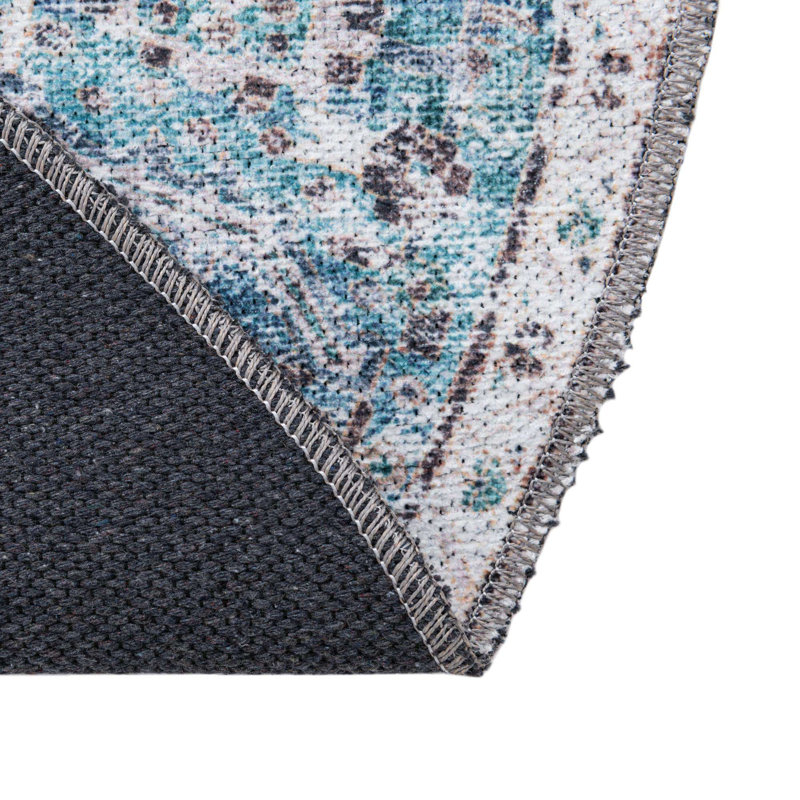 Olf Washable Oriental Indoor Rug, Round 4'