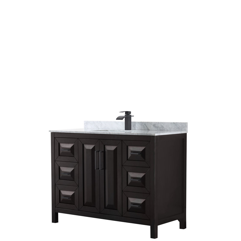 Daria 48'' W Single Vanity, Dark Espresso, Polished Chrome, White Cultured Marble