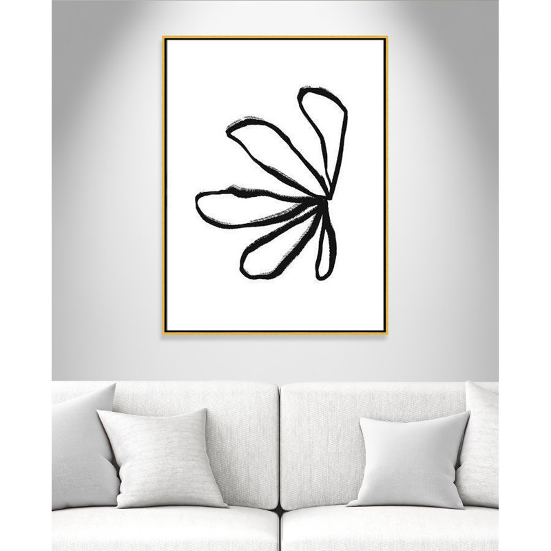 Collection de dessins au trait, pétales encadrés sur toile, H 41,5 po x l 31,5 po x P 2 po, Or