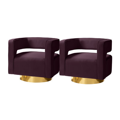 Alson 29.5'' Wide Velvet Swivel Barrel Chair