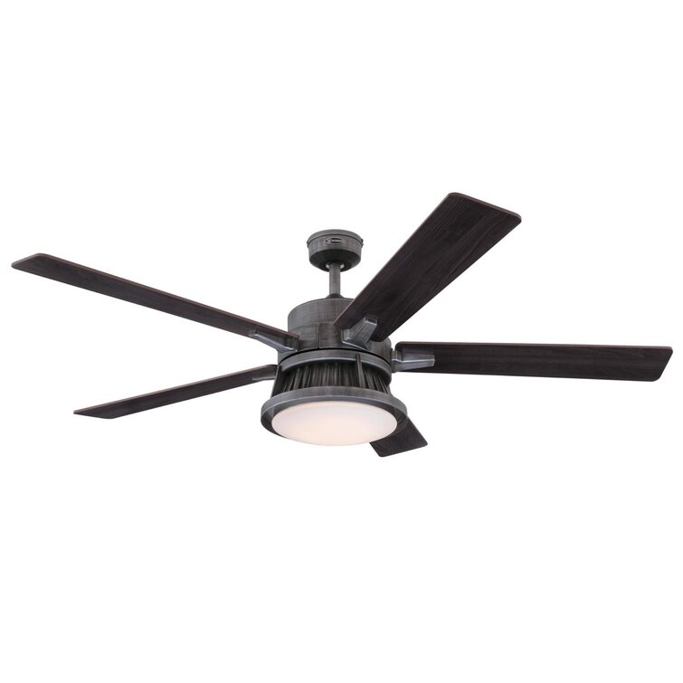 60" Rosser 5 - Blade LED Caged Ceiling Fan with Remote Control and Light Kit Included