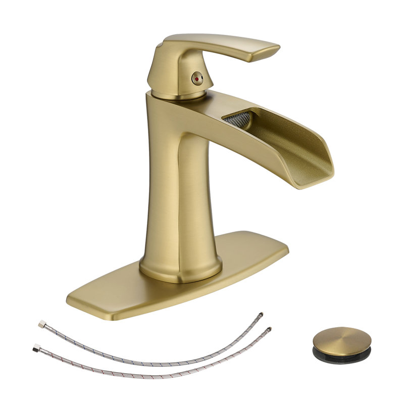 Robinet de lavabo de salle de bain à un trou à poignée simple avec bonde escamotable Topcraft, Or brossé