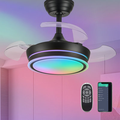Ventilateur lustre en cristal 30 "Rgb