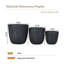 Ensemble de pot à fleurs moderne avec aspect de pierre craquelé noir avec drainage pour espaces intérieurs et extérieurs-1983720938