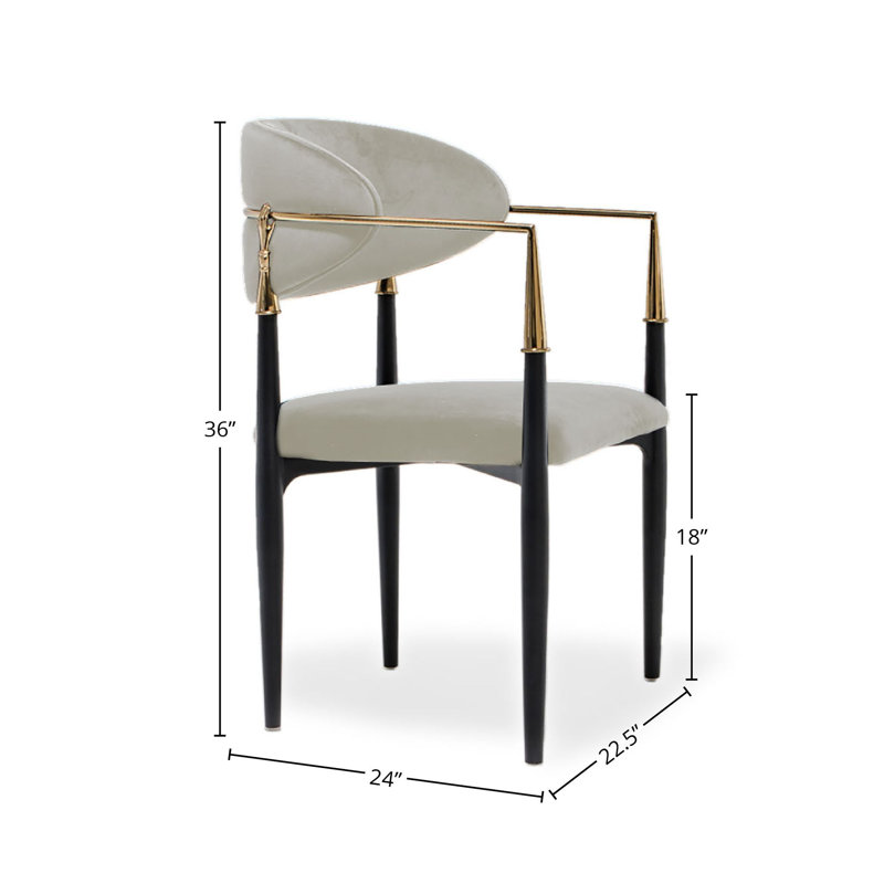 Fauteuil en velours Humbert, Beige, Doré