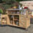 Farmhouse Outdoor Kitchen Island, Rolling Bar Cart & Storage Cabinet With Stainless Steel Top, Spice Rack & Towel Rack-125823041