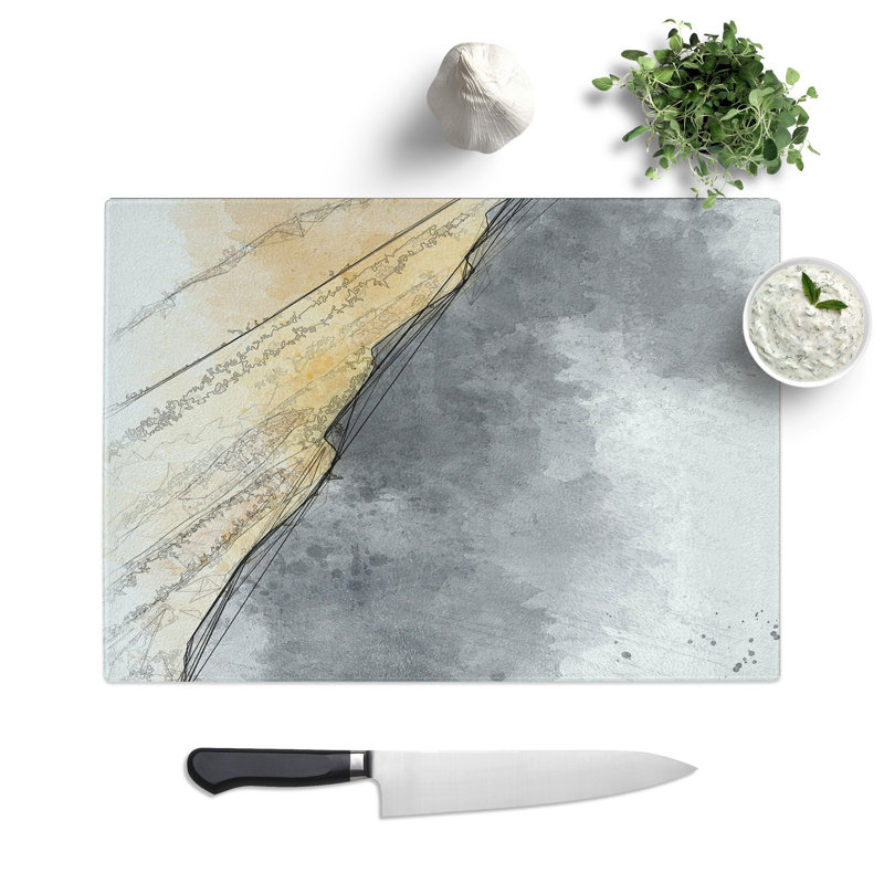 Tempered Glass Edge of a Sand Dune Chopping Board, 28.5 cm x 39 cm