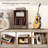 Record Player Stand w/Charging Station 5 Storage Compartments Anti-toppling Kits-1941090317