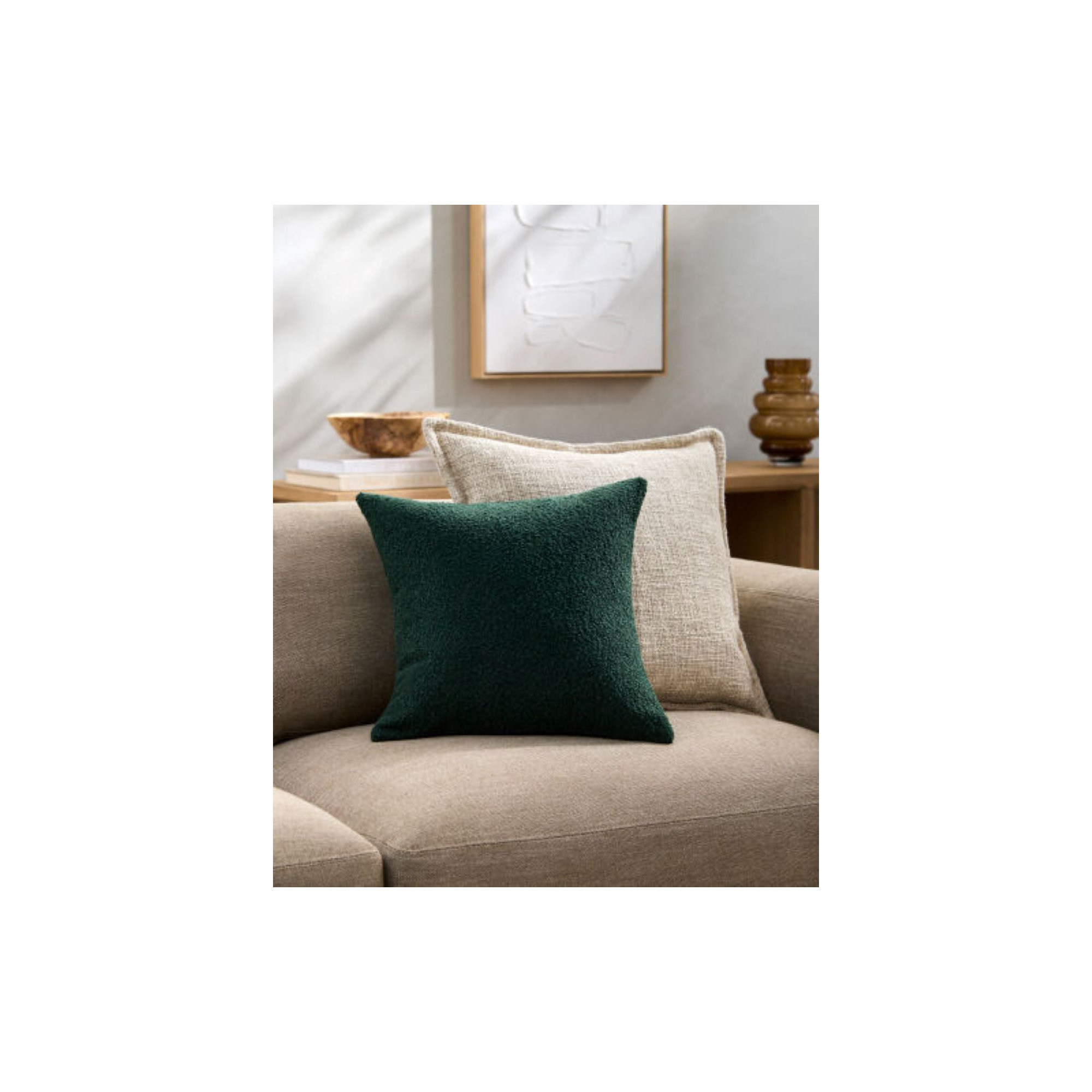 Amalfi Boucle Throw Pillow, 20" x 20", Down, Green