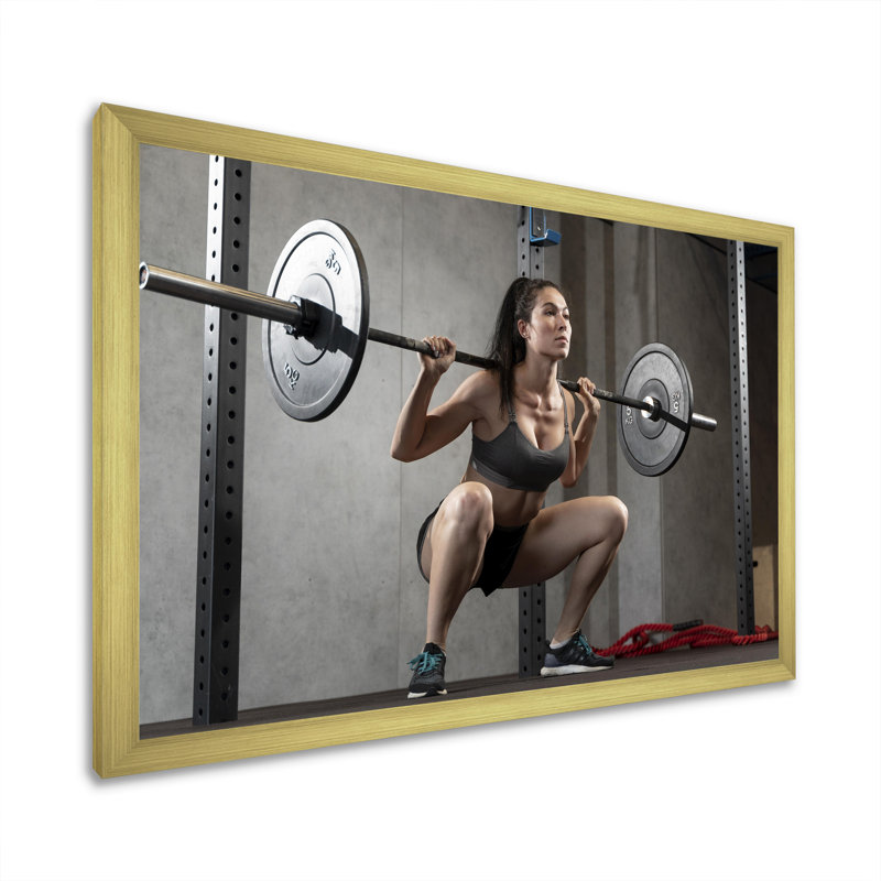 «Woman Bobystructioning Workout I» sur toile, H 12 po x l 20 po x P 1 po, Encadrement doré