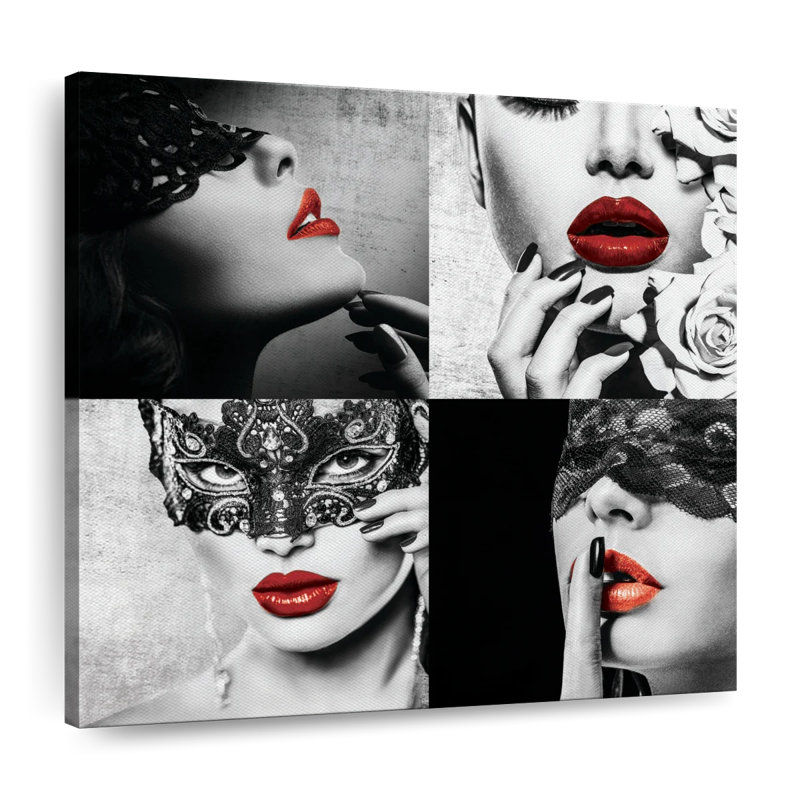 Red Lips Pop - reproduction sur toile tendue, H 10 po x l 10 po x P 1,25 po
