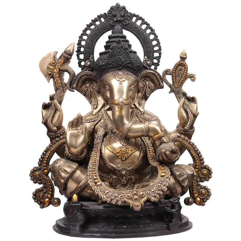 Figurine Ashirwad Ganesha, Brun / Doré