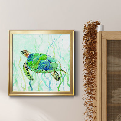 Sea Turtle Swim II - peinture sur toile encadrée