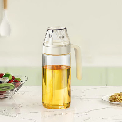Pot à huile en verre transparent avec ouverture automatique du couvercle et bouteille étanche pour la cuisine et le ménage