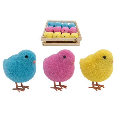  Mini poussins en résine floqués dans une cage S / 12 Home Decorations