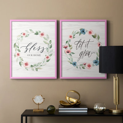 «Bless our home» - reproduction encadrée de qualité supérieure - prête à être accrochée - aucun clou requis - aucun clou requis