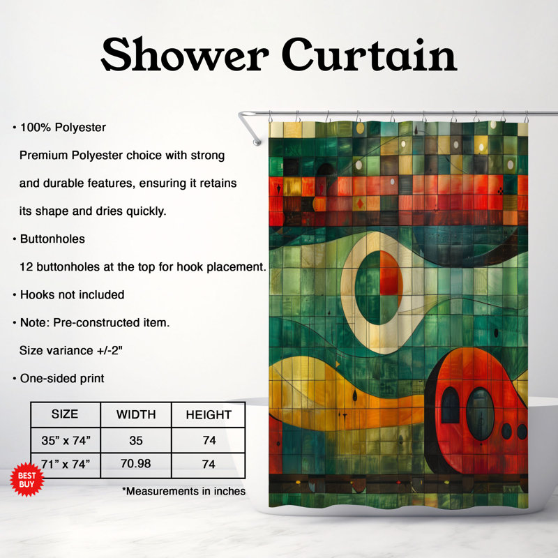Joyful Train - Rideau de douche Premium, H 74 po x l 71 po