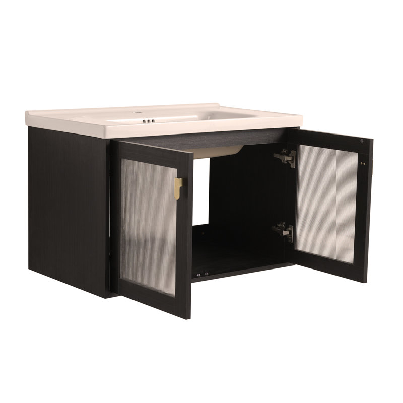 Meuble-lavabo mural 32 po avec lavabo, pour petite salle de bain