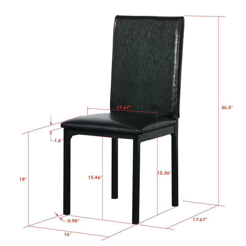 4 sièges de salle à manger, cadres en métal, revêtement en vinyle brun foncé, résistance de soutien de 250 lb, conception industrielle moderne, projet d'assemblage facile, rembourrage doux pour le confort, coussins de protection ergonomiques en métal