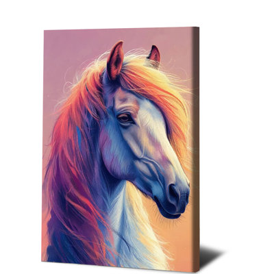 1PC Wall Arts Posters Framed,  Vibrant Colorful Horse Head Canvas Wall Art Modern Abstract Animal Print Painting for Living Room Bedroom Home Decor Premium Quality Stretched Ready to Hang Unique Artwork Gift Idea