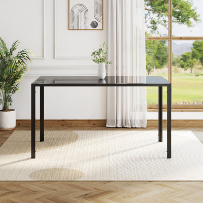 Resma Glass Top Metal Base Dining Table