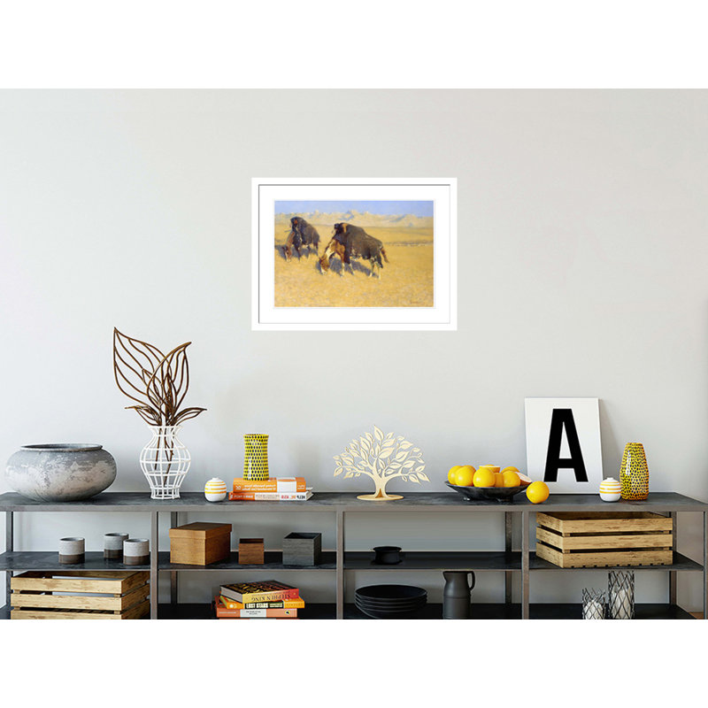 «Indians Simulation Buffalo» par Frederic Remington, impression giclée sur cadre, H 21,87 po x l 29,5 po