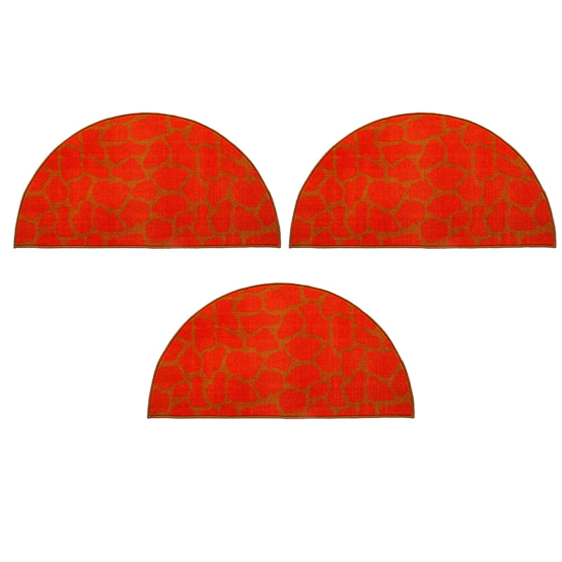 Ensemble de tapis touffetés en nylon orange foncé Bellamay, Demi-cercle 1 pi 5 po x 3 pi