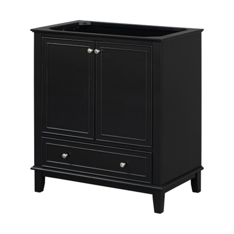 Meuble-lavabo de salle de bain sans lavabo, base seulement, Noir, Argent argent