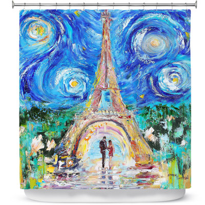 Rideau de douche simple « Eiffel Tower Starry Night »