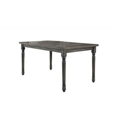 Table de salle à manger rectangulaire style transitionnel 59 pouces, table de salle à manger en placage gris patiné