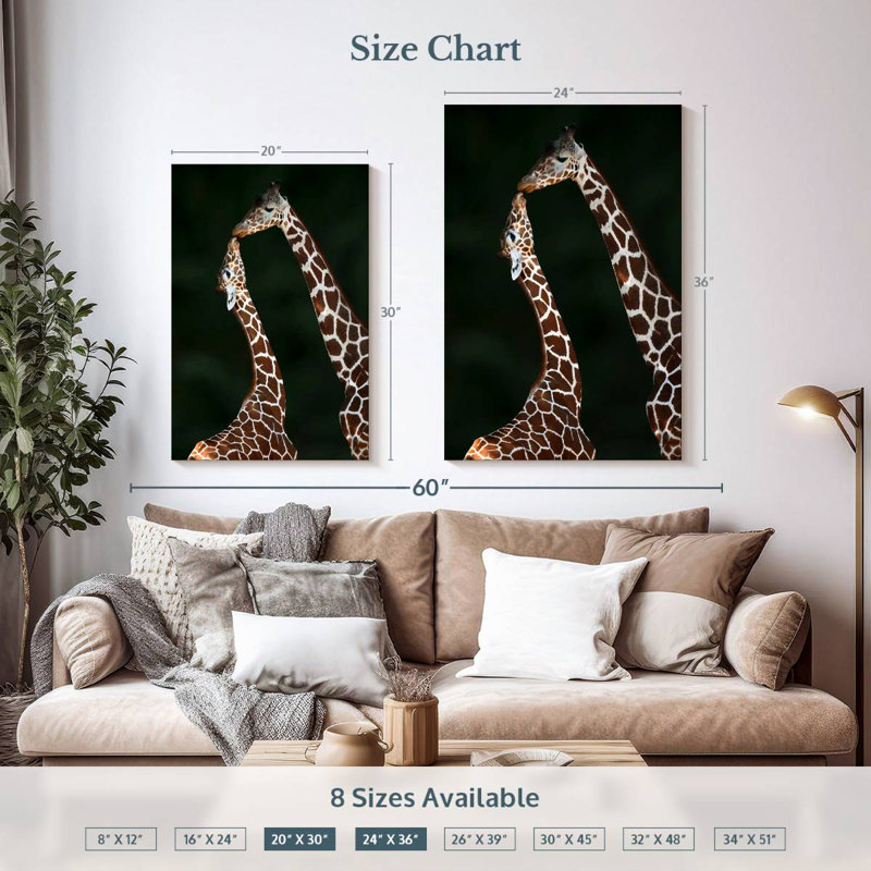 Girafes affectueuses, H 36 po x l 24 po